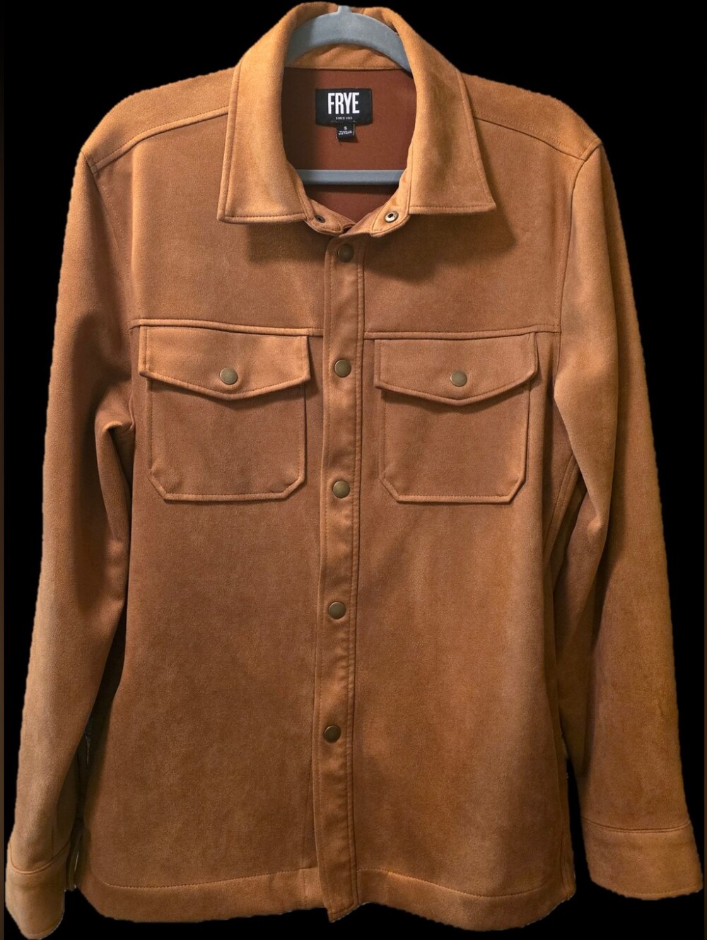 Frye Western Cut Faux Suede Overshirt (Shacket) / Men's Small / Brown